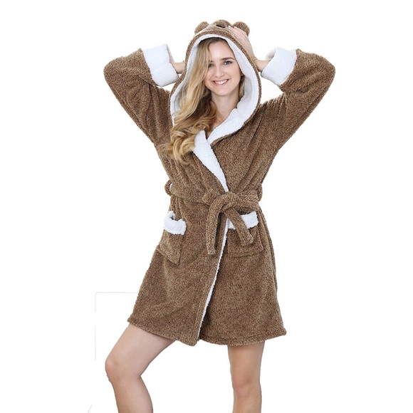 Plush Soft Robes With Koala Hood Cozy Robes - Picture 5 of 7